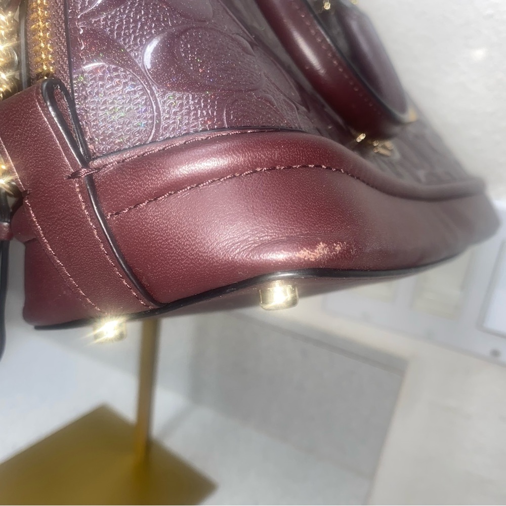 Coach Signature Debossed Patent Oxblood Mini Sierra Crossbody GUC - Picture 8 of 15